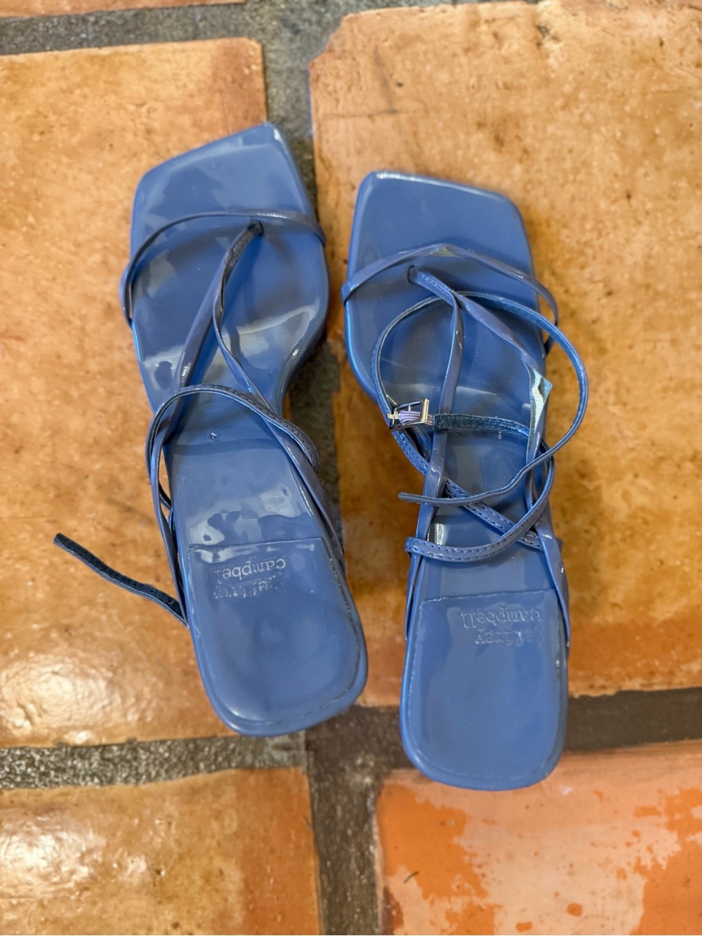 Strappy Square-Toe Blue/gray Women's Sandals